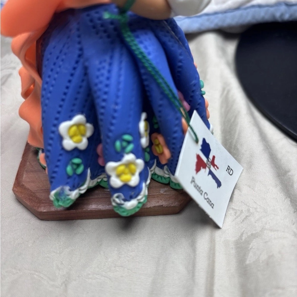 Handcrafted Faceless Doll with Blue Floral Skirt - Picture 7 of 10